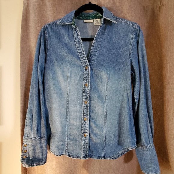 St. Johns Bay Button Down Denim Shirt - Picture 1 of 5